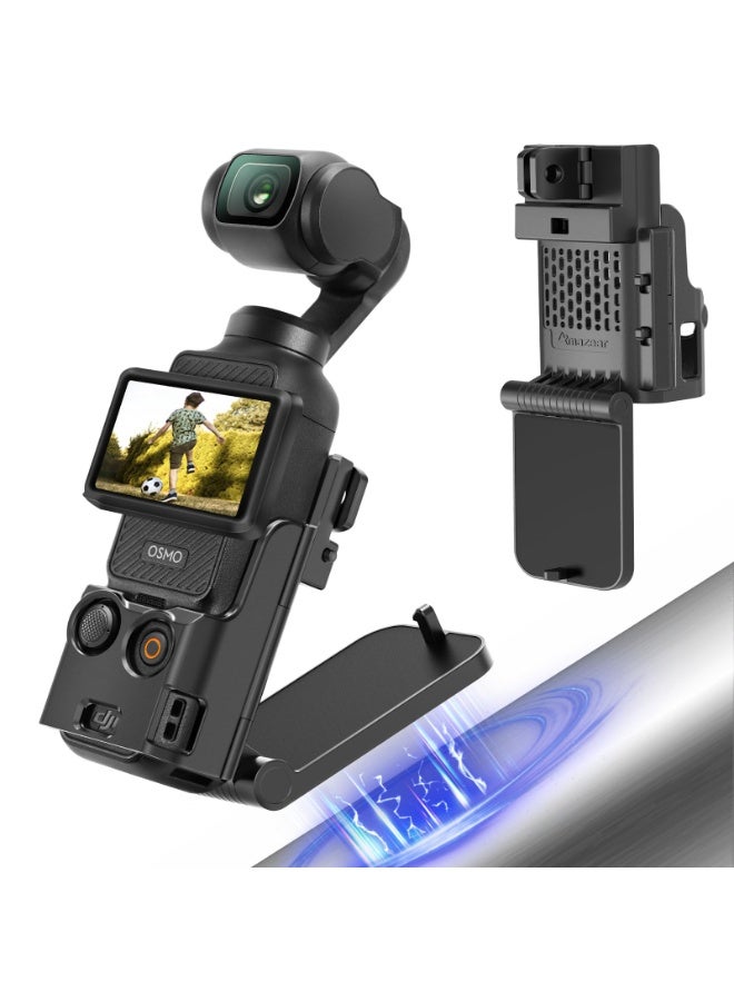 Pocket 3 Magnetic Mount Stand Compatible with DJI Osmo Pocket 3, Upgraded Pocket3 Accessories Adapter Clamp Magnet Suction Case Holder on Desktop, Vertical Surface, 180° Adjustable Handle, Black - Image 1